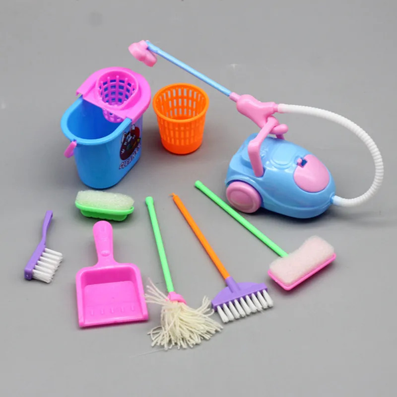 Tech House Accessories - 9PCS Miniature Doll House Cleaning Supplies