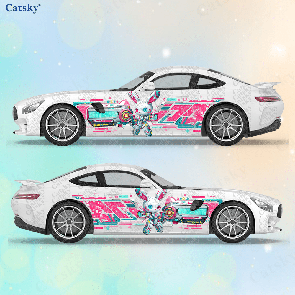 Tech Accessories Usa - 2pcs Cyberpunk Line Tech Bunny Car