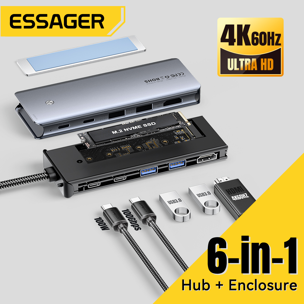 Essager USB C Hub With M.2 SSD - đánh giá và giá Usb Hub 7 Port