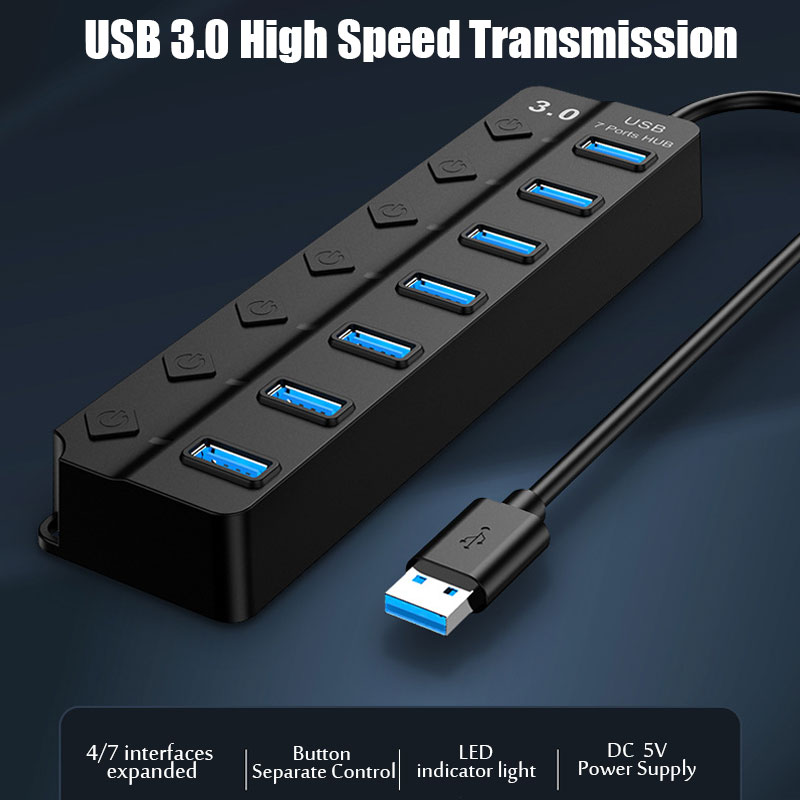 USB 3.0 Power Adapter 4/7 Port - đánh giá và giá Usb Hub 7 Port