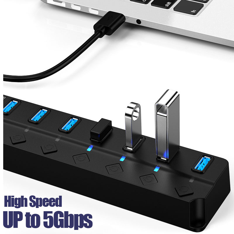 USB 3.0 Power Adapter 4/7 Port - đánh giá và giá Usb Hub 7 Port